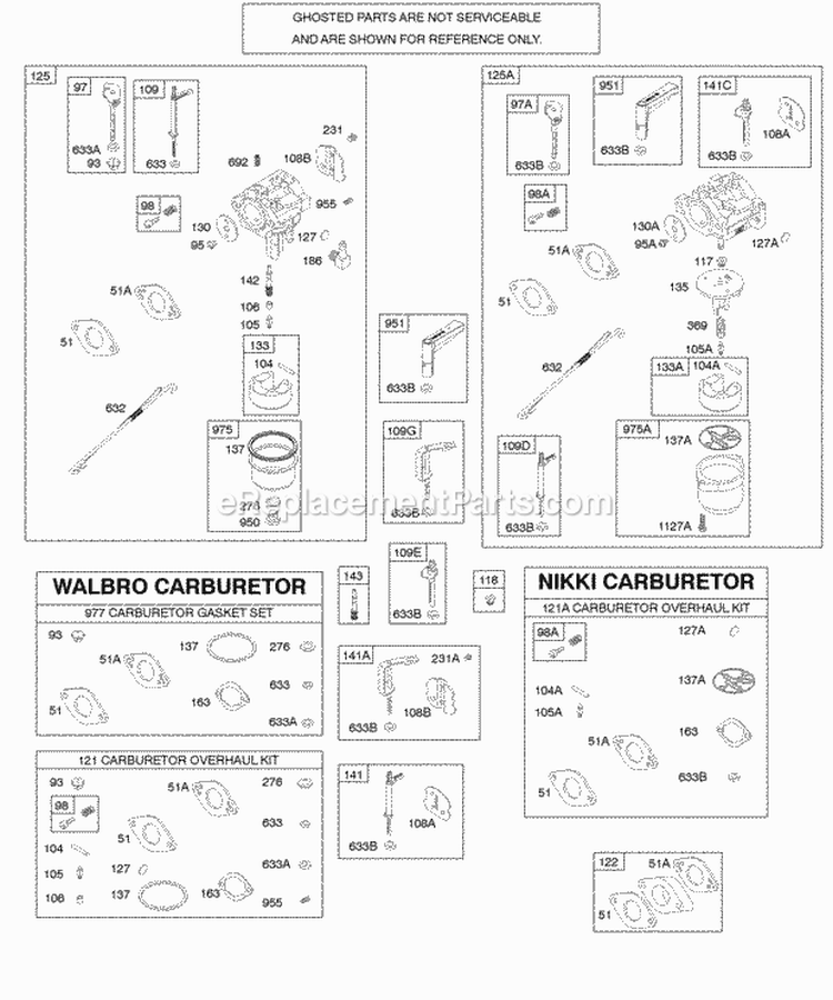 Carburetor Kit - Carburetor Overhaul Diagram and Parts List for 204412-0156-E1  Briggs and Stratton Engine